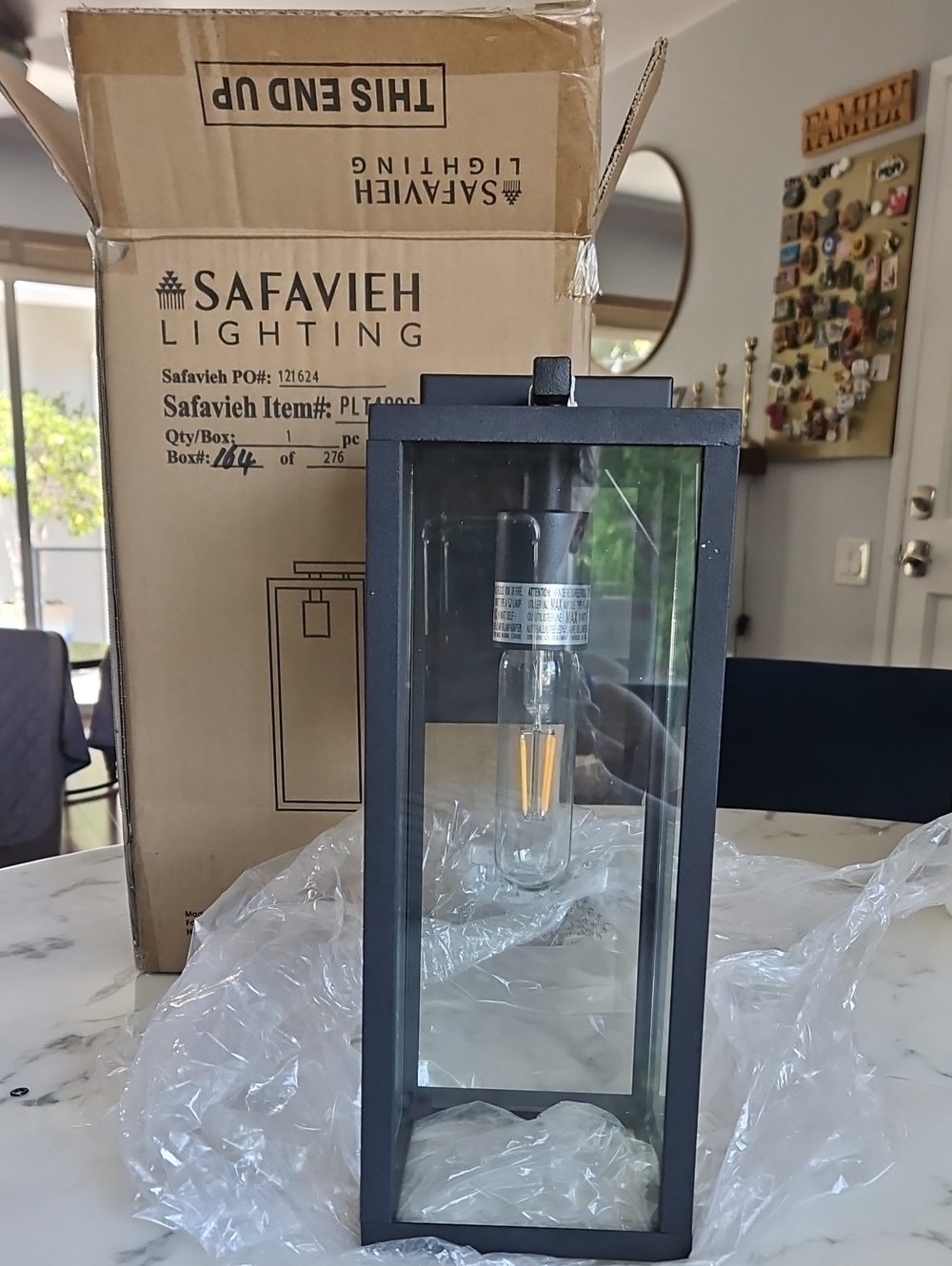 Safavieh Black Metal and Clear Glass Lantern Accent Light
